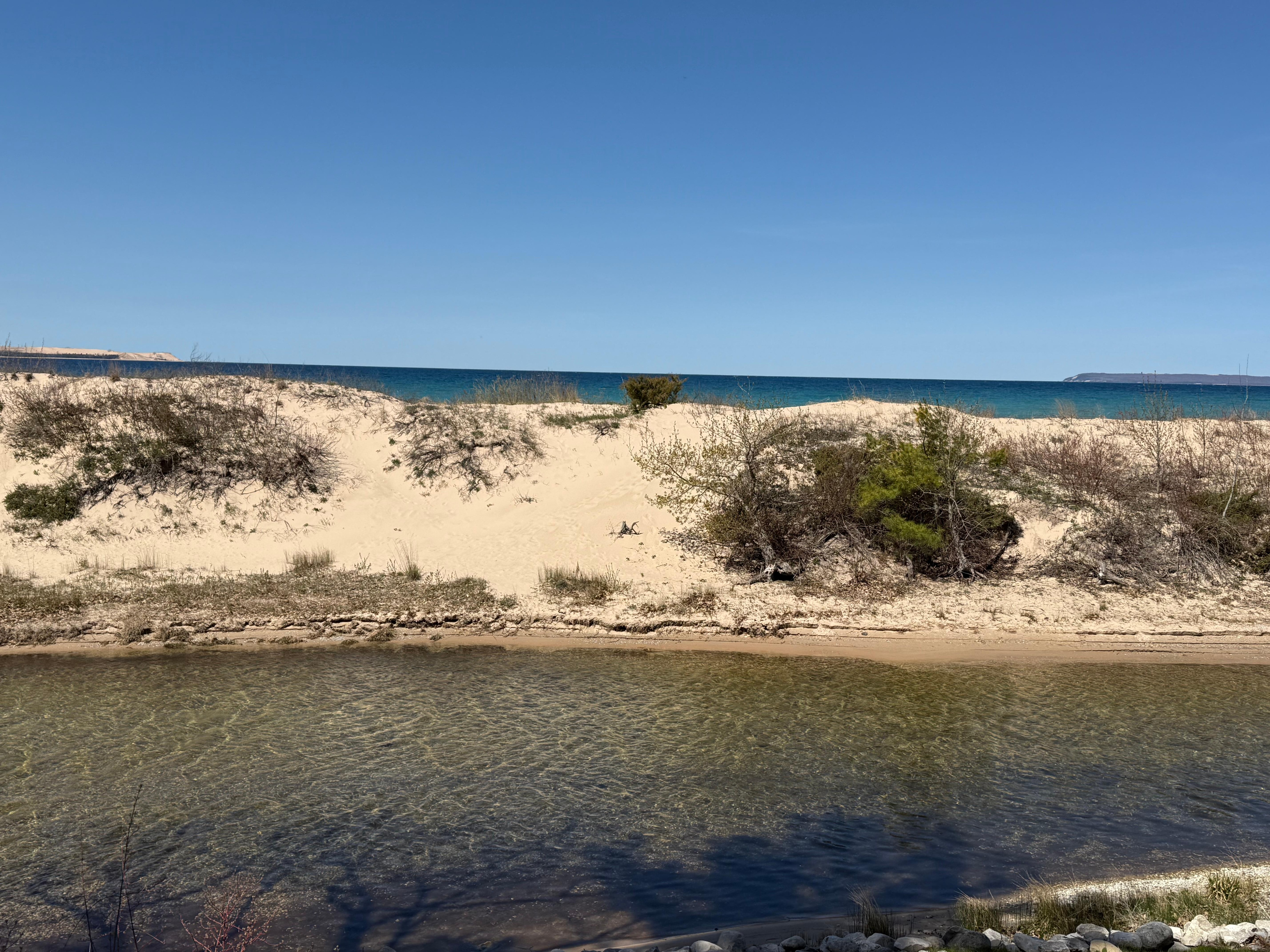 Crystal River, dune and lake beyond 