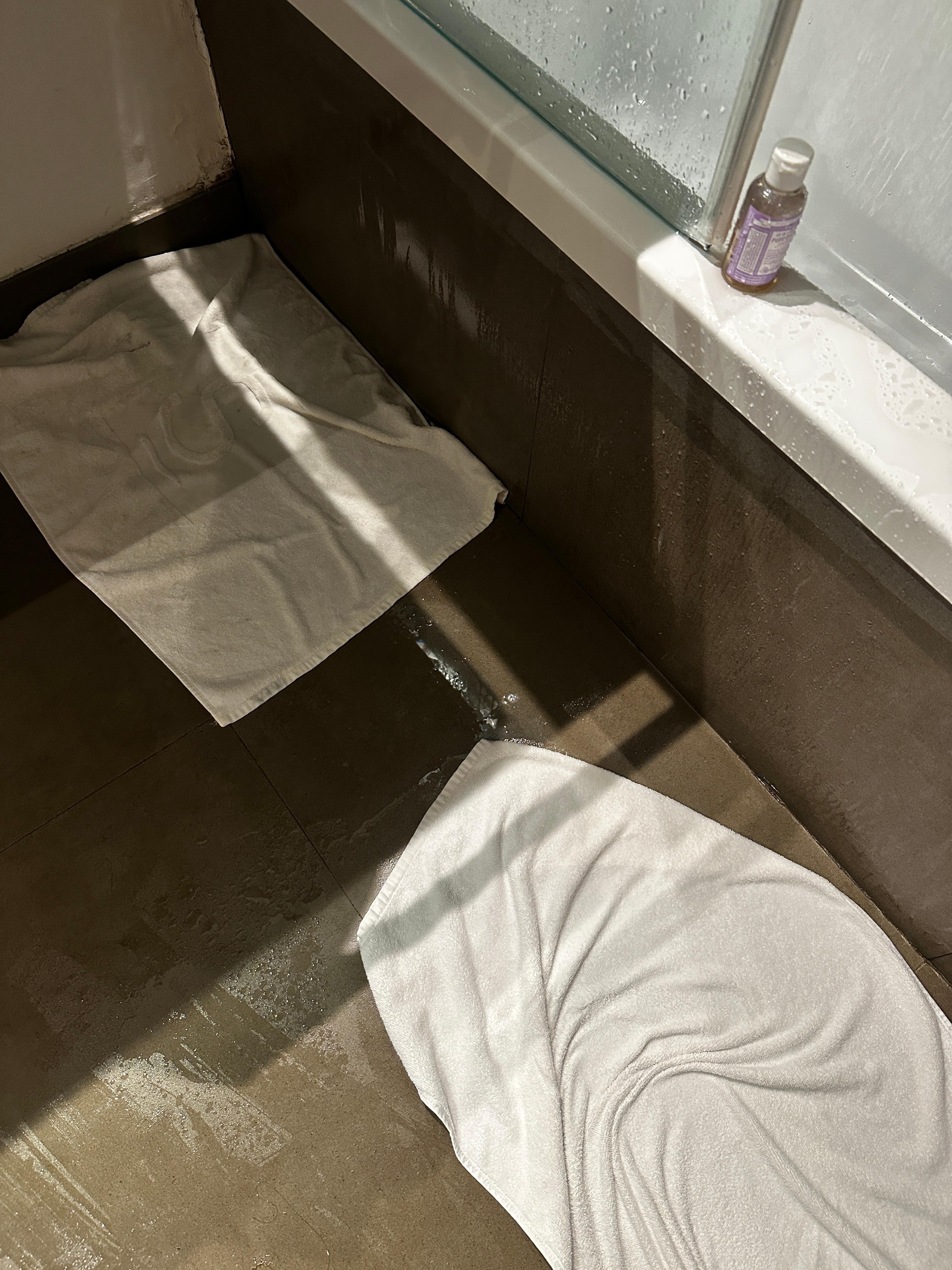 Be prepared to have the bathroom soaked outside after you take a shower because there’s only half door and water gets out from under