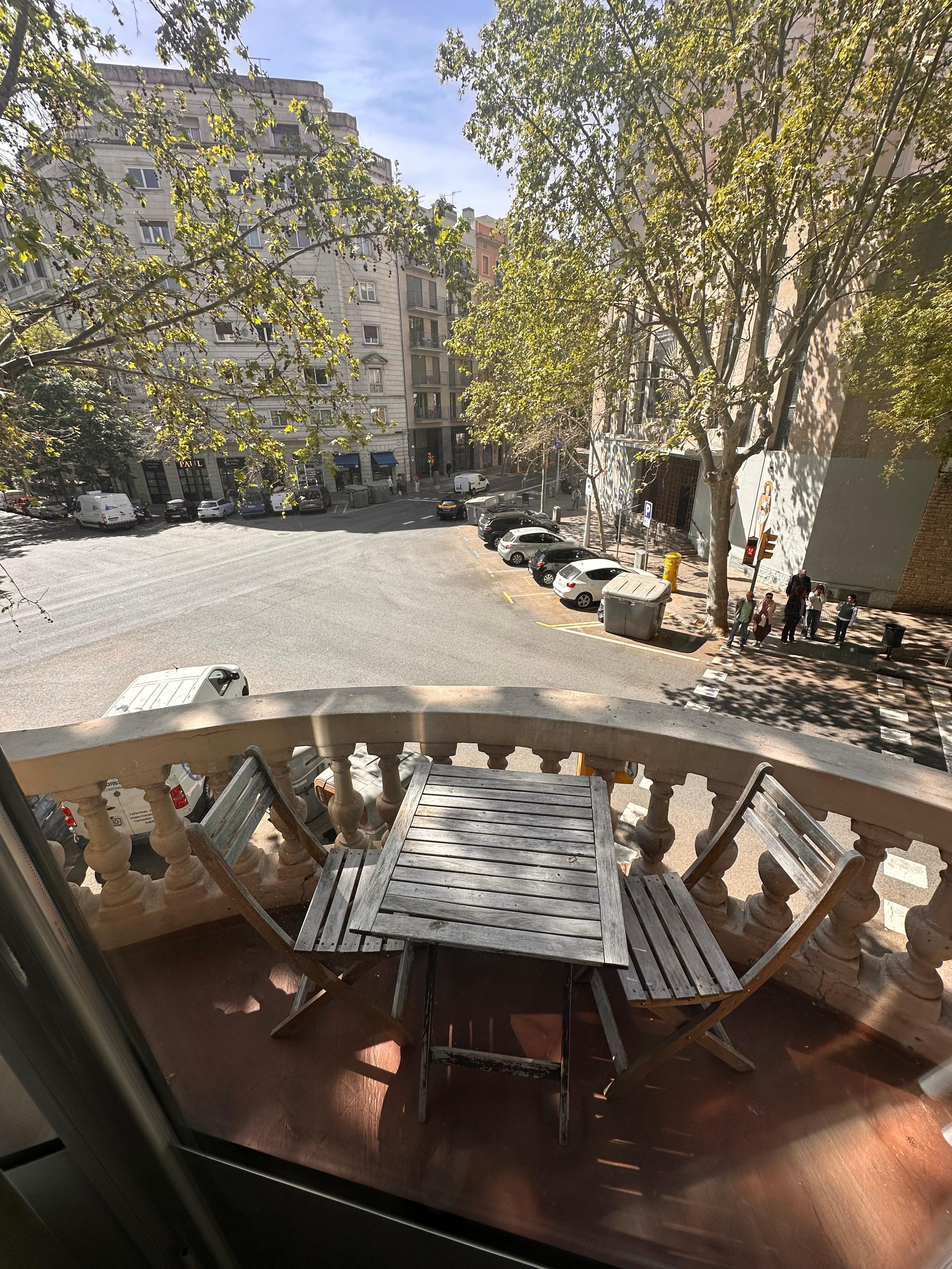 Our view from the balcony. The trees along the streets are so nice!