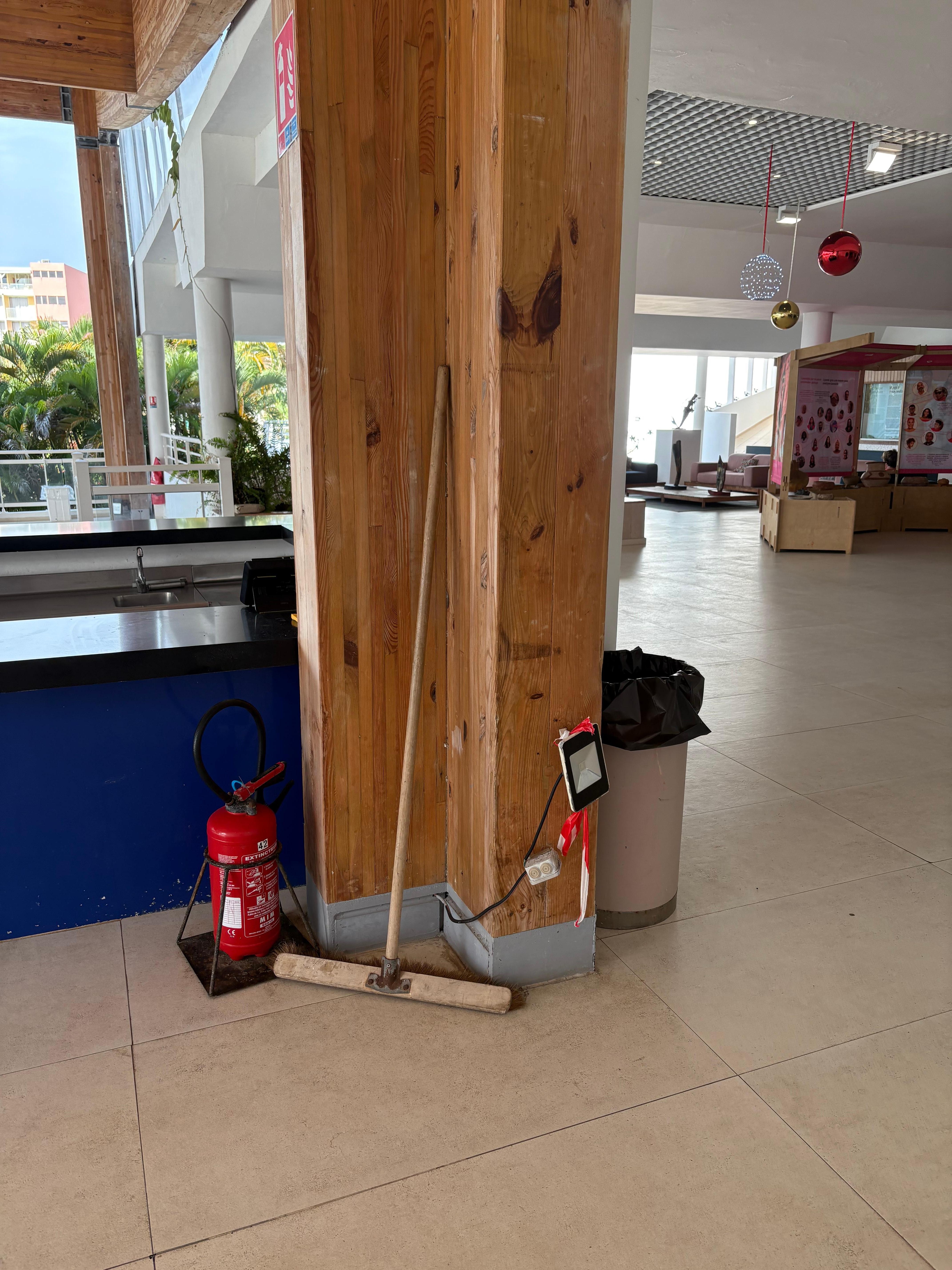 Cleaning supplies in the main lobby all thetime