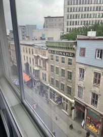 View of the street outside our room.