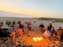 Family beach fire