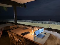 My office space for the week . Work follows me even to Hawaii but I didn’t mind the view