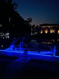 Boat dock at night
