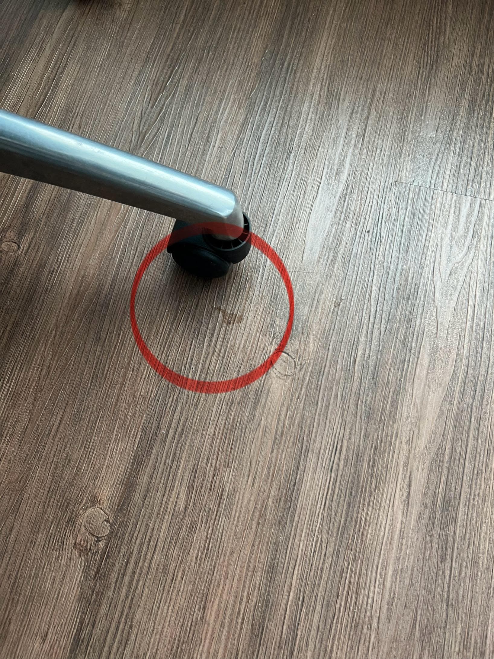 On spot of the sticky substance. It was spread out. 