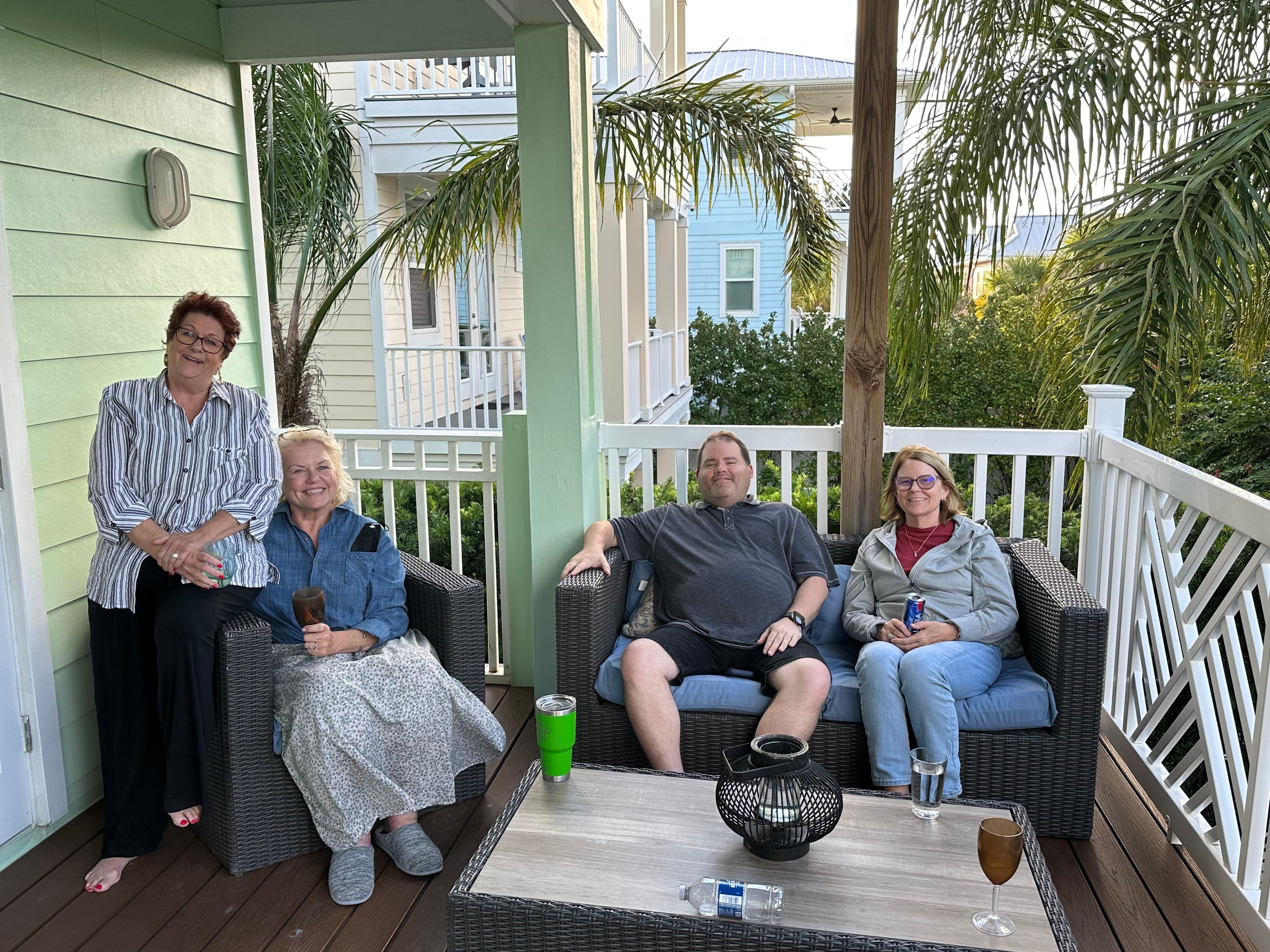 On the second floor deck