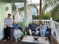 On the second floor deck