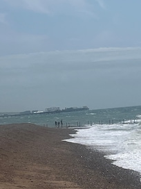 The beach literally across the road around 11am