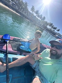 Paddling around the lagoon with my son