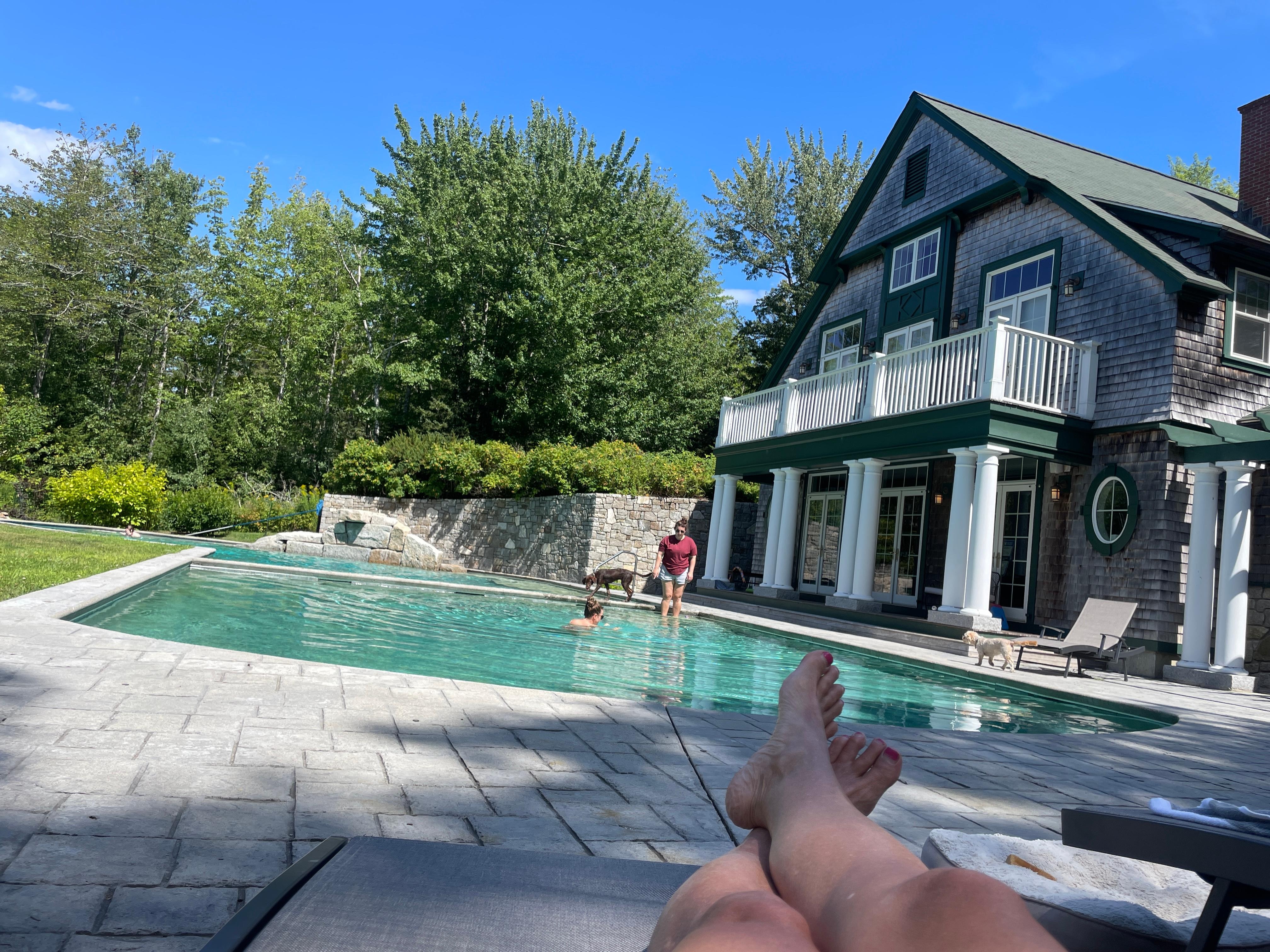 Relaxing after hiking