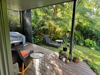 Wonderful and gorgeous yard and patio chairs and a cozy sofa invite you outside… just irresistible comfy place!