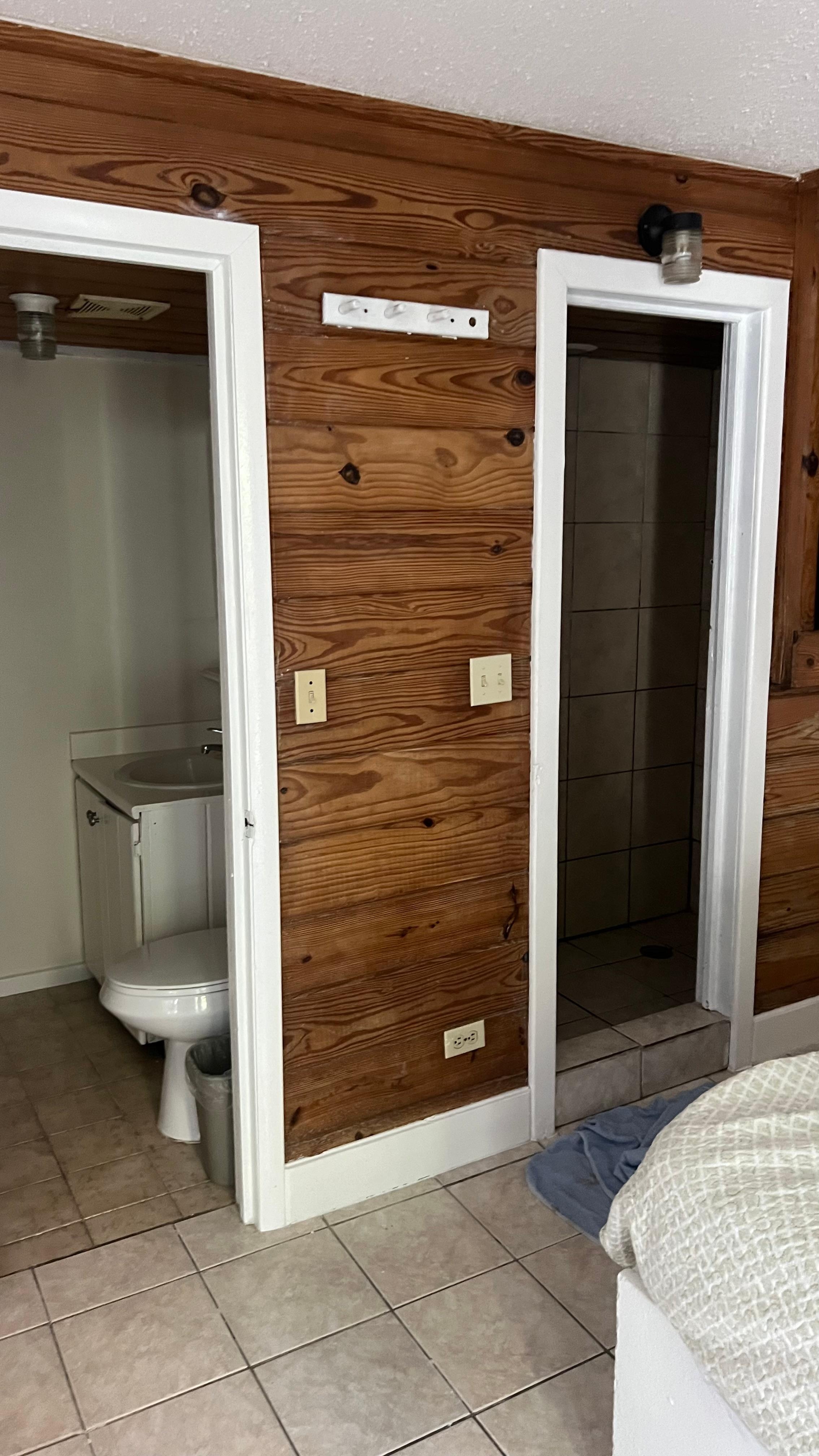 Separate shower and bathroom.