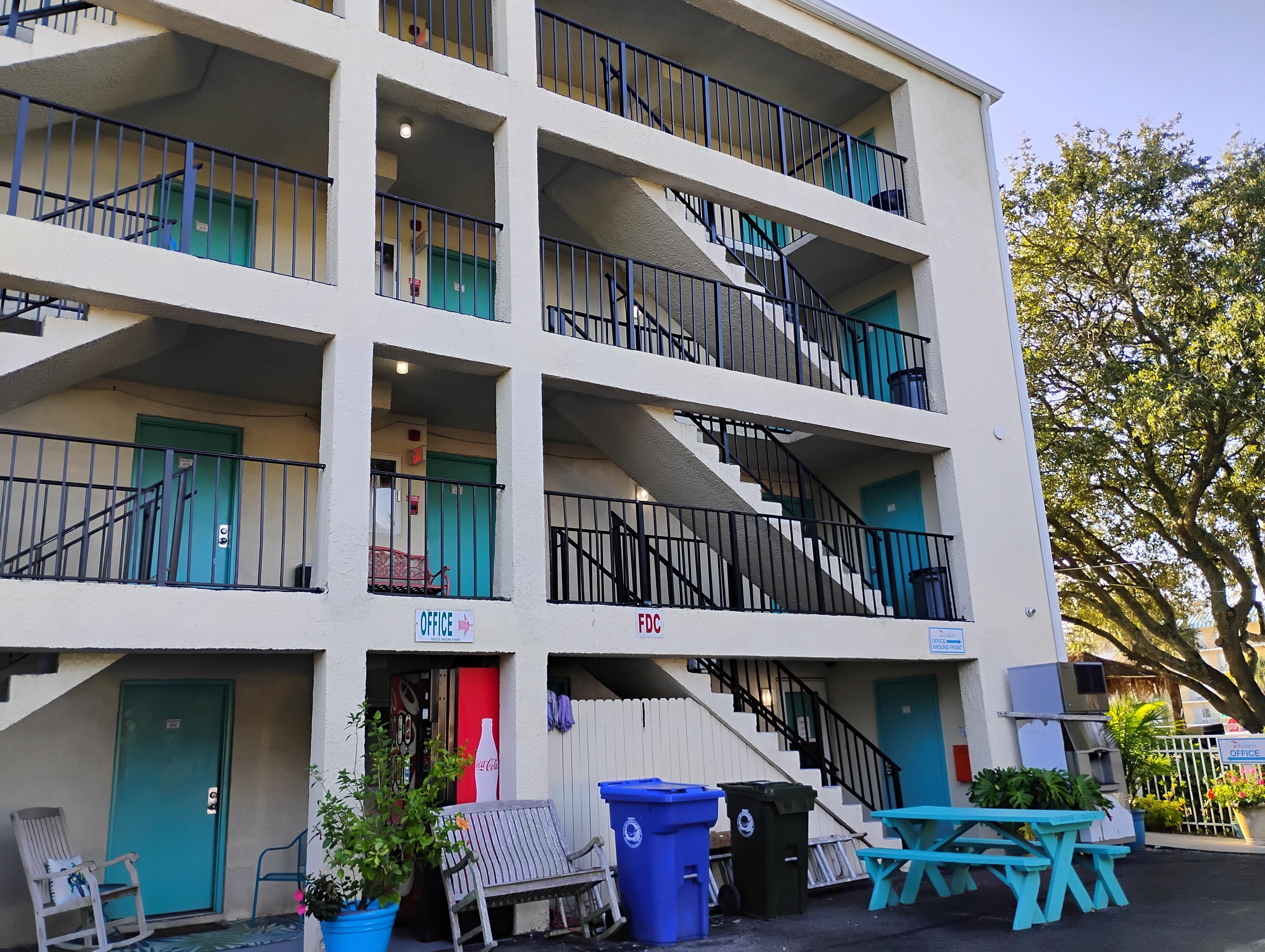 Back side where the parking lot is.