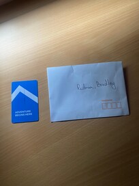 The swipe card left in a locked lock box, with no code provided to access it, and no room number written on it 🤣