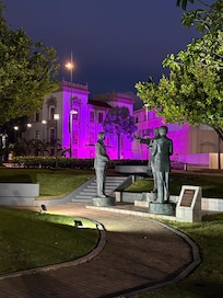 Nighttime just a block from hotel.