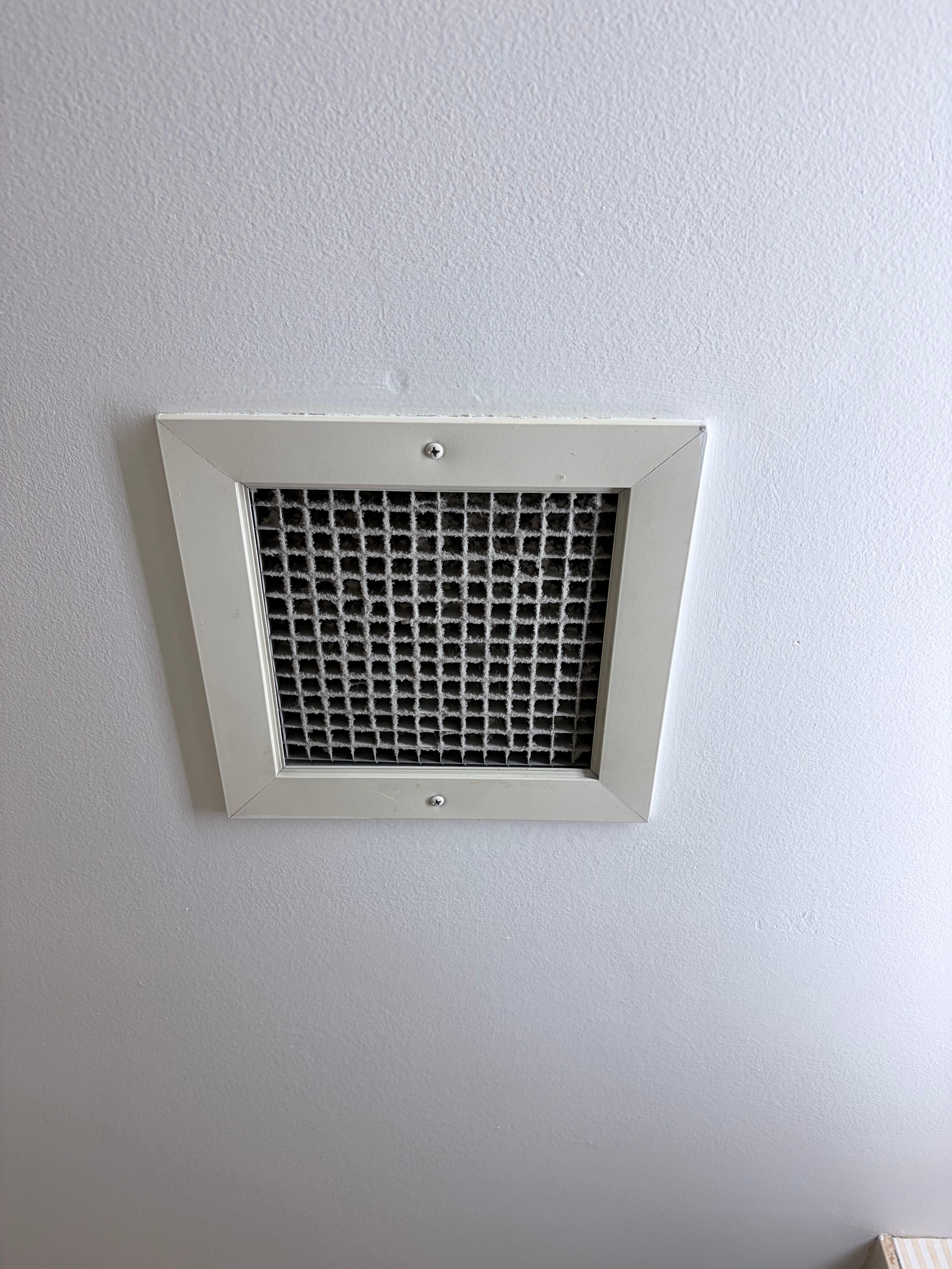 Dusty and uncleared fan/ filter in bathroom 