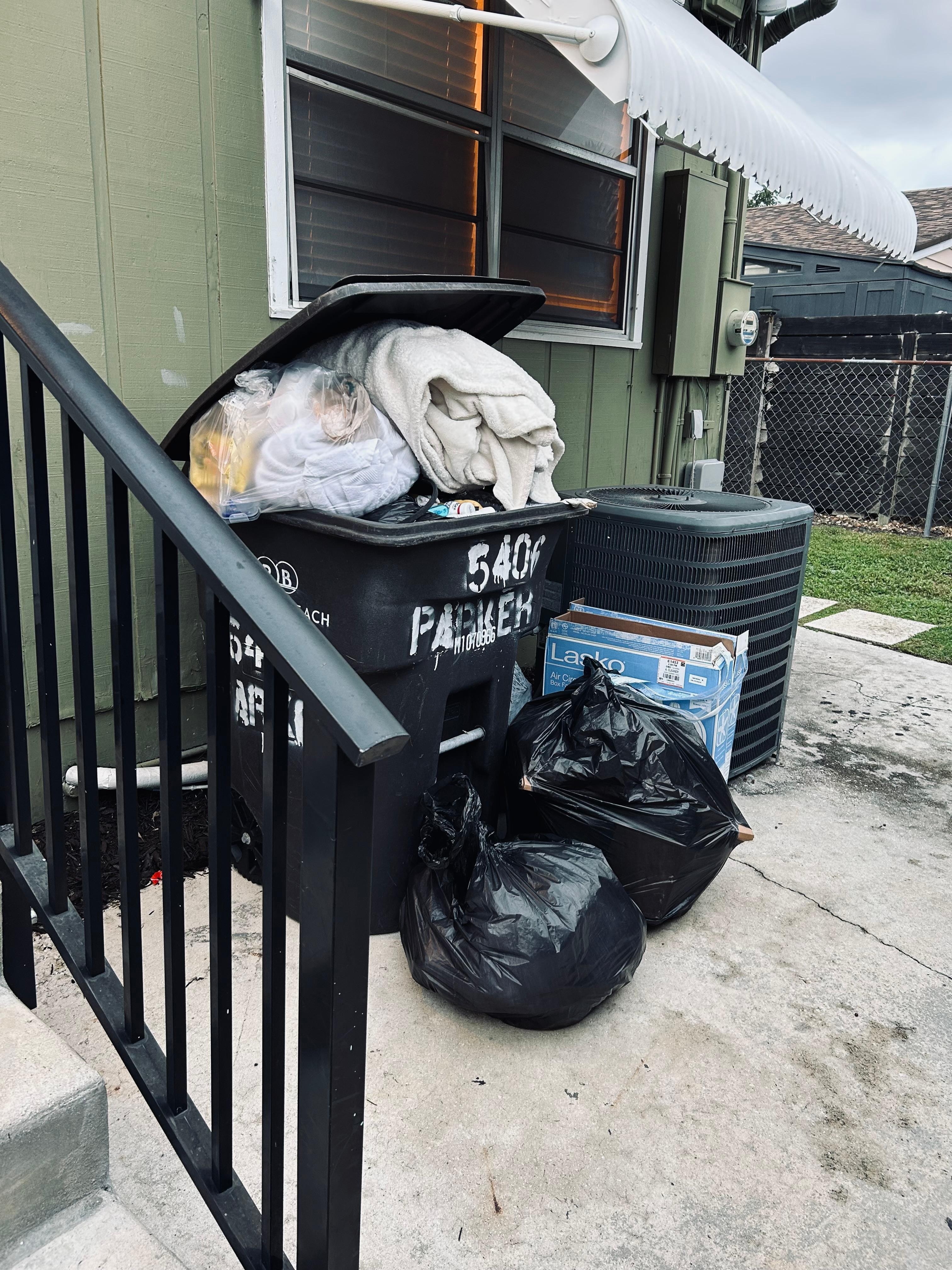 Pile of trash at doir upon check in 