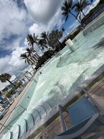 walking toward the pool I over heard the lady speaking to her son and apologizing about it. but also ended up at the beach.