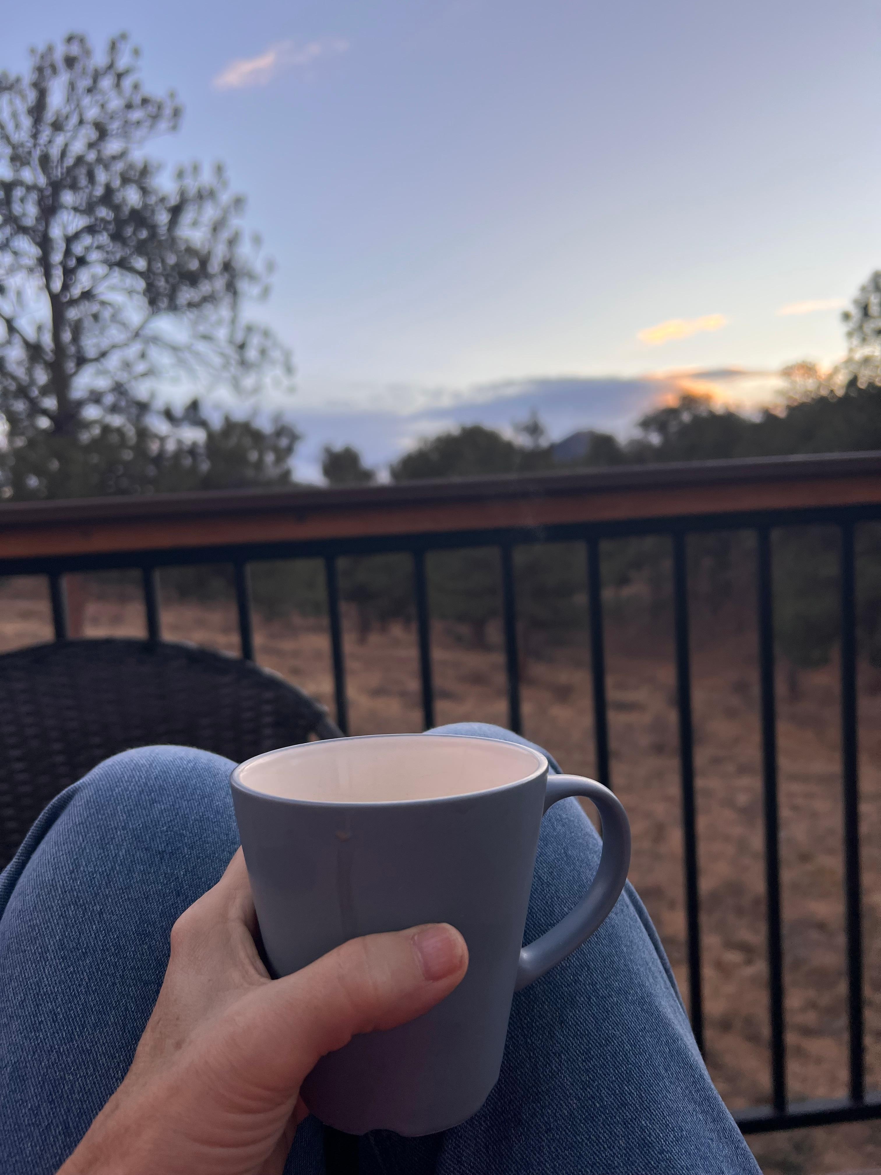 Chilly morning coffee on the deck