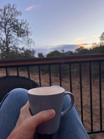 Chilly morning coffee on the deck