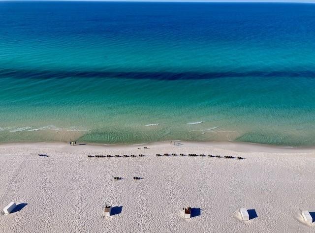 Looking at the beach below our balcony