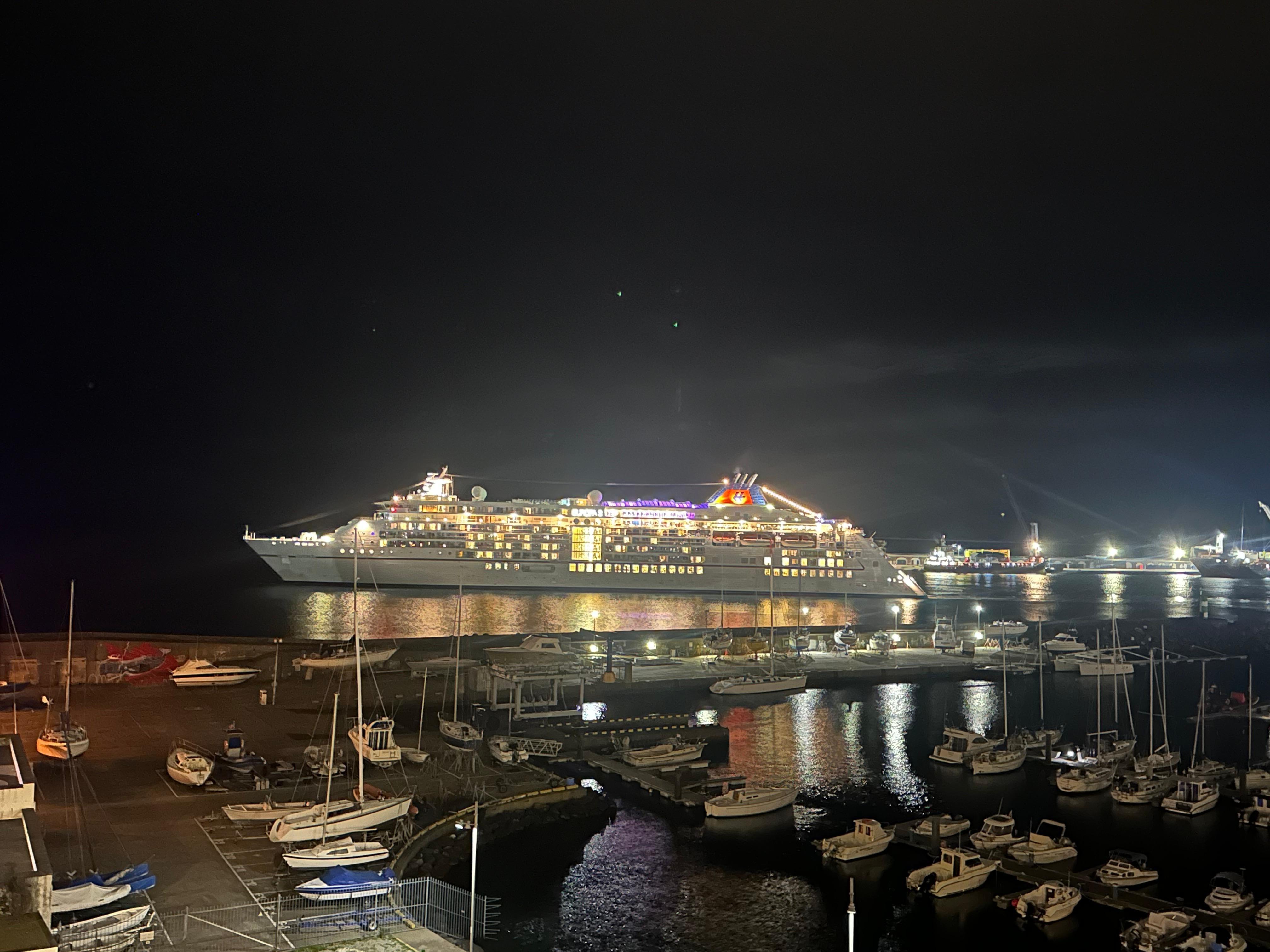 Cruise ship lights are beautiful at night - from our balcony!