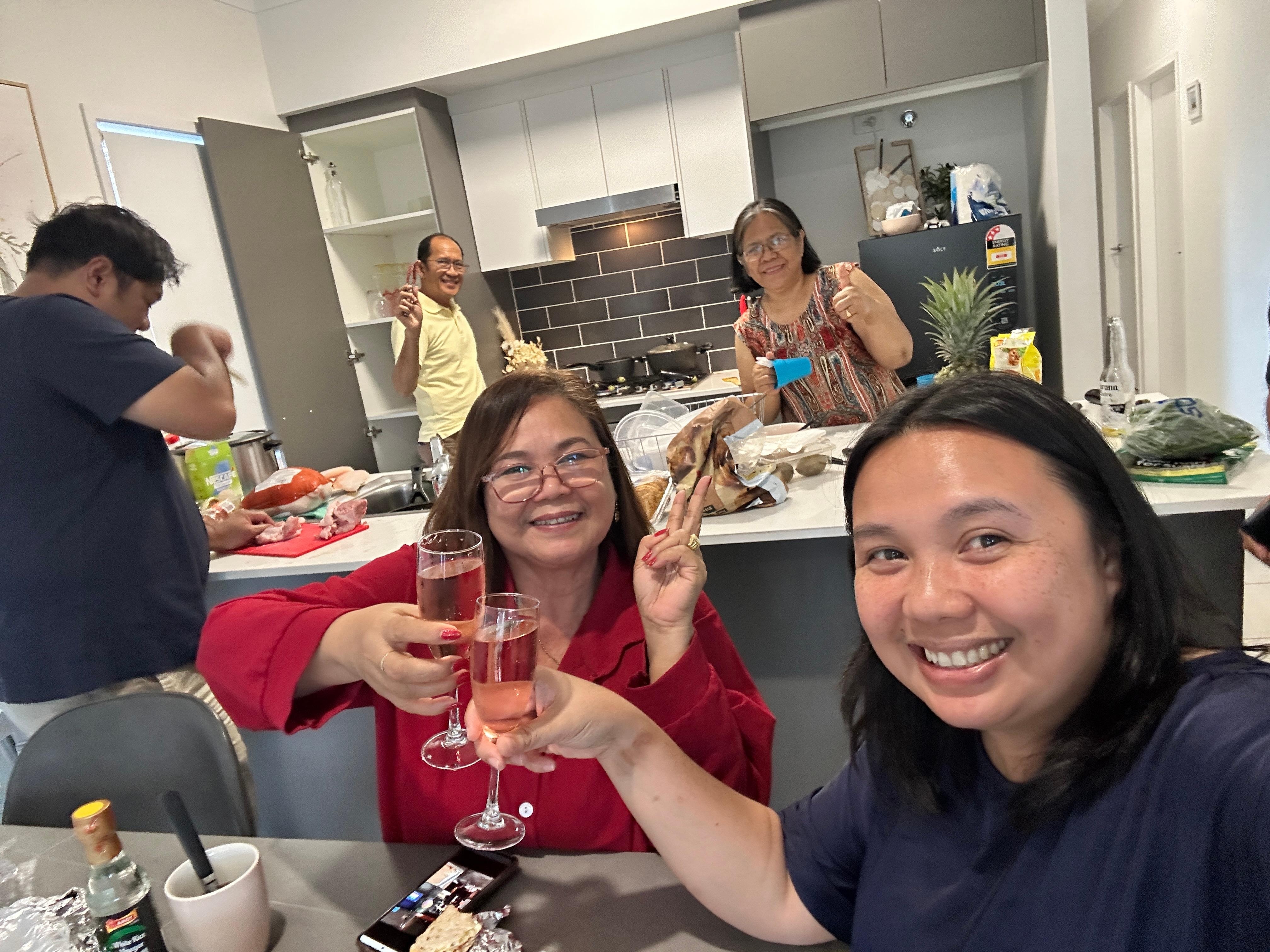 Eating and bonding in the kitchen area