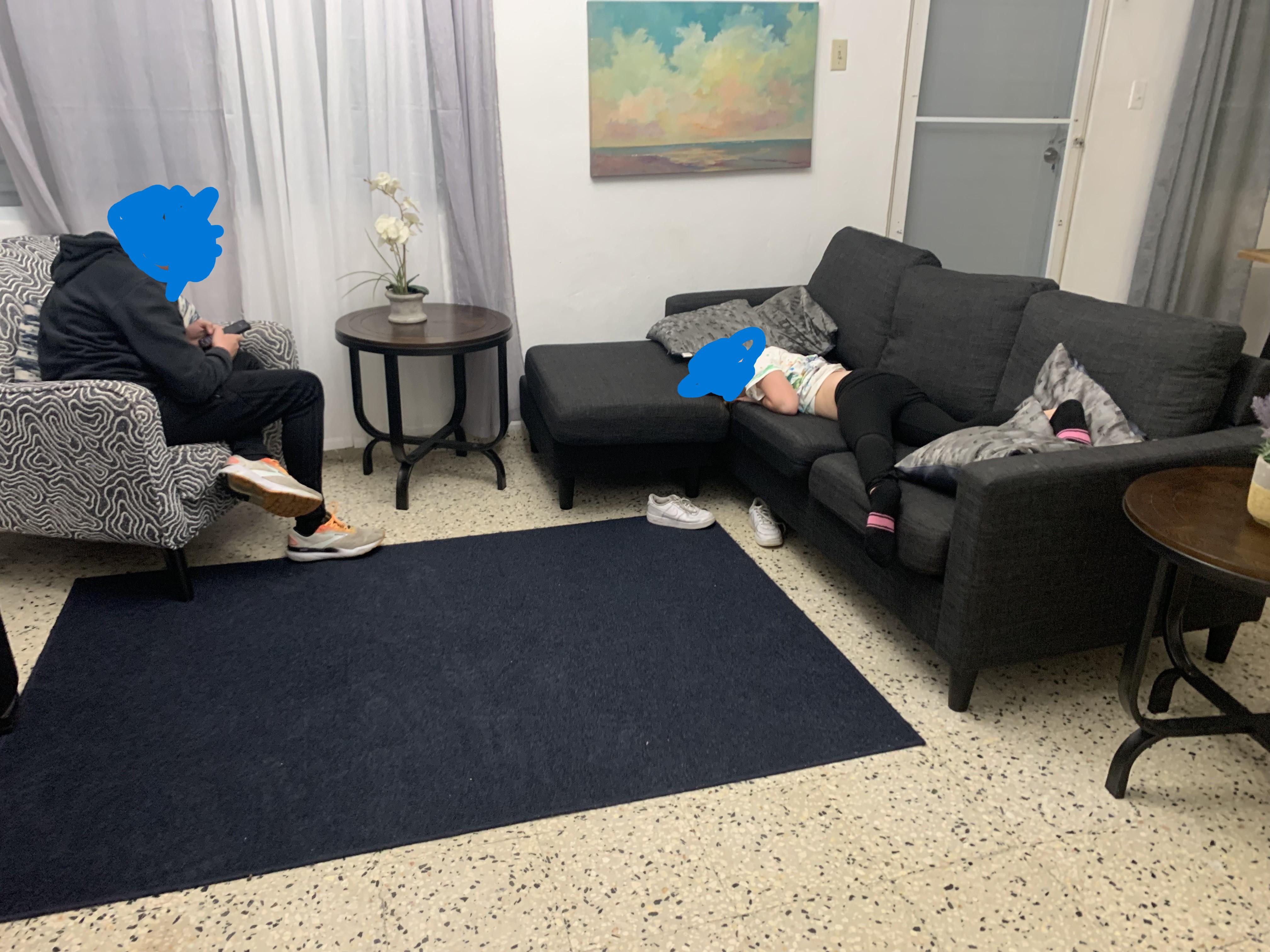 The couch Dan has pictured is not what is actually shown. 6-8 people cannot sit on this couch.