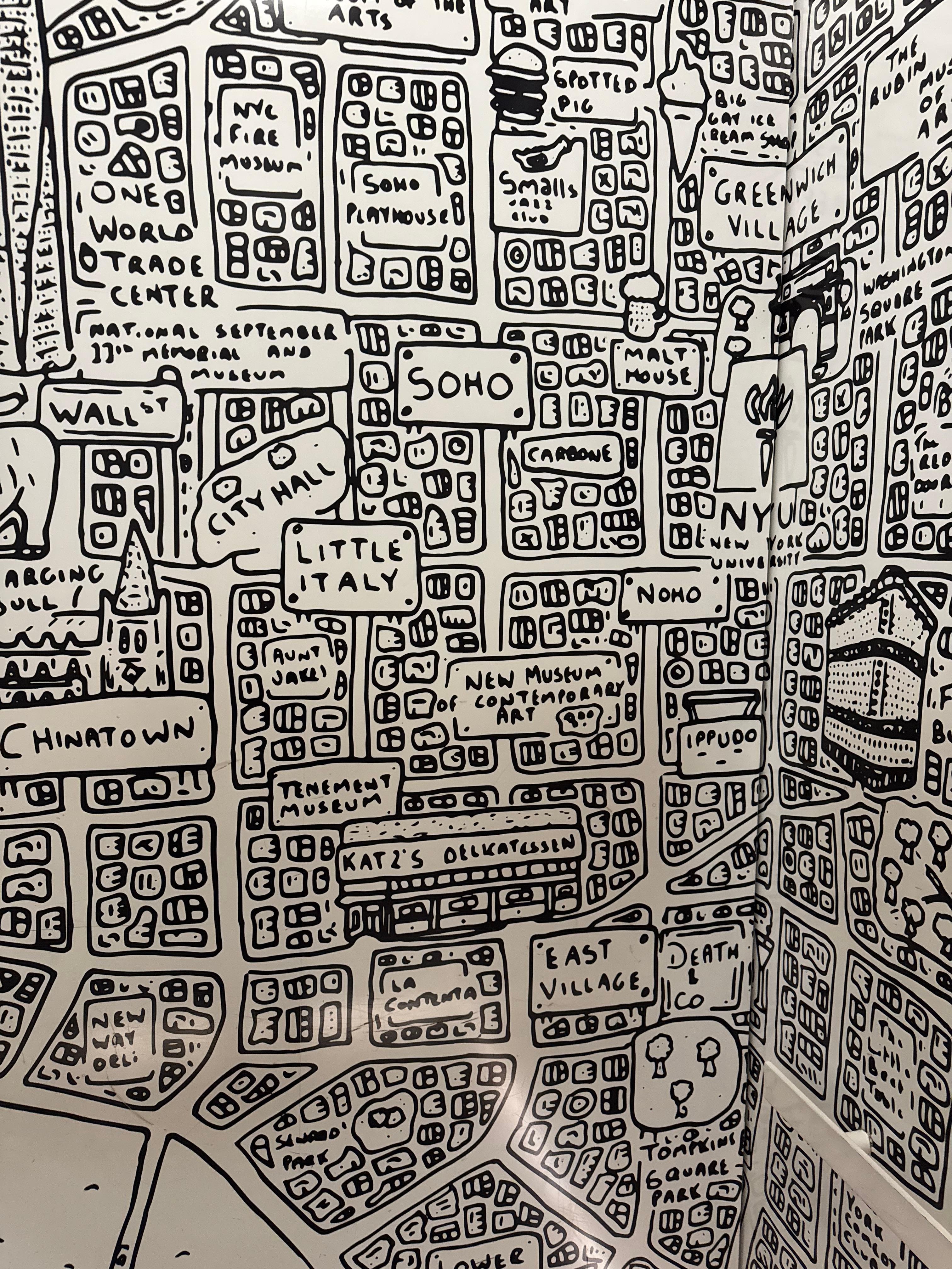 Cool mural in elevator 