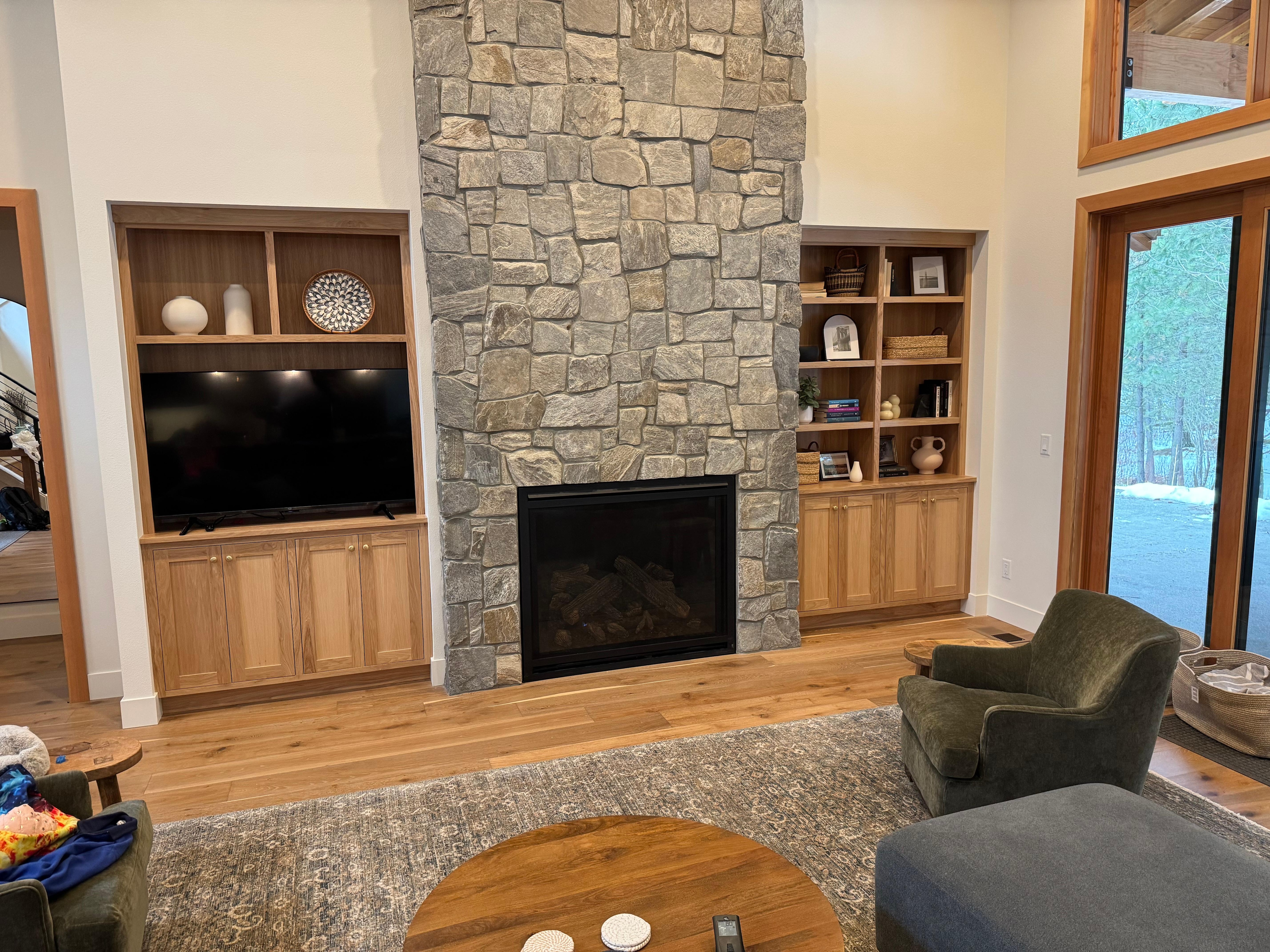 Warm fireplace and beautiful furnishings