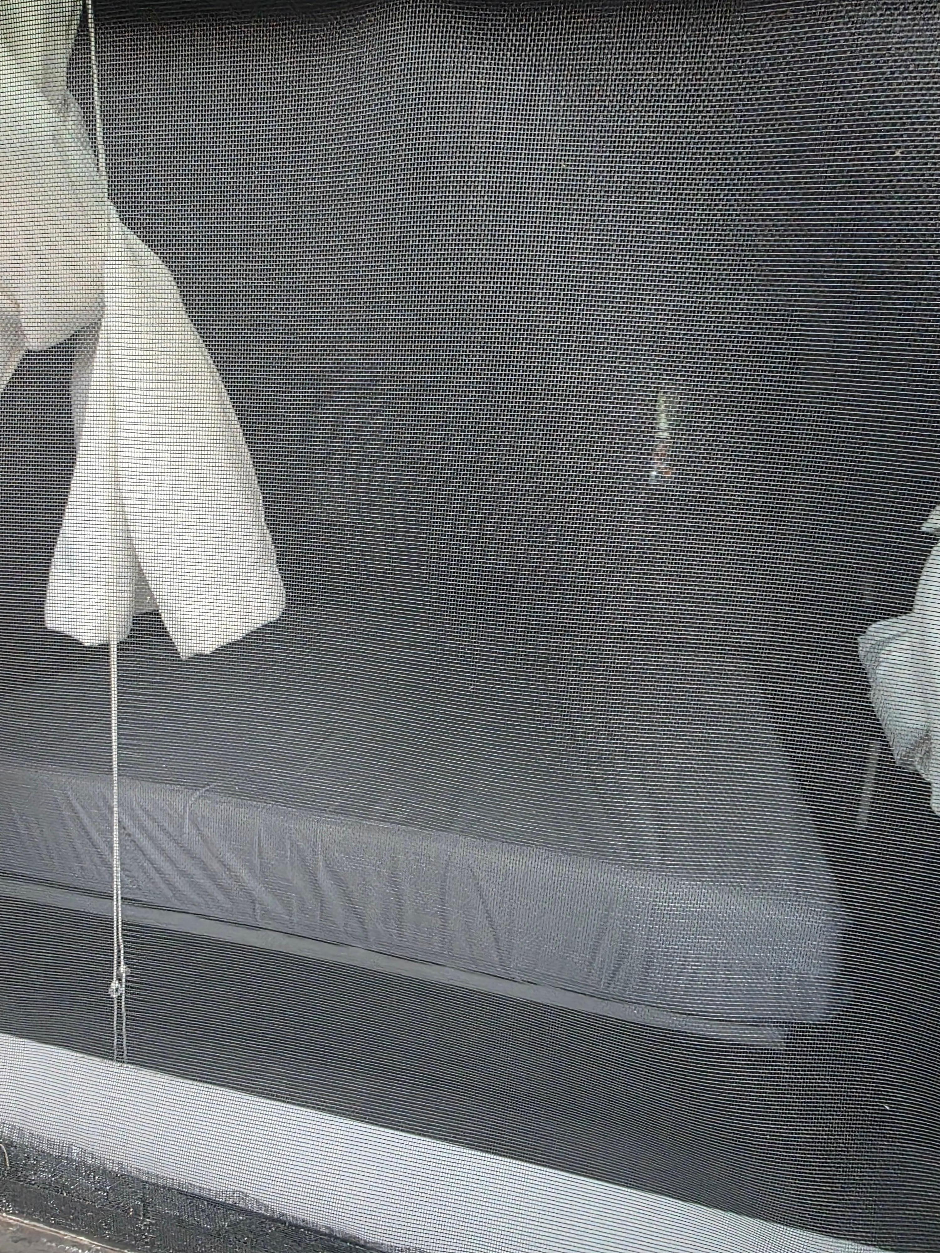 Front side of house sealed off bedroom window was up from the inside. We used hands that night to pull down for safety purposes.