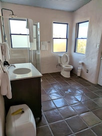 Spacious bathroom.
