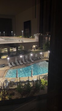 Beautiful pool view with conference center in the background. So convenient.