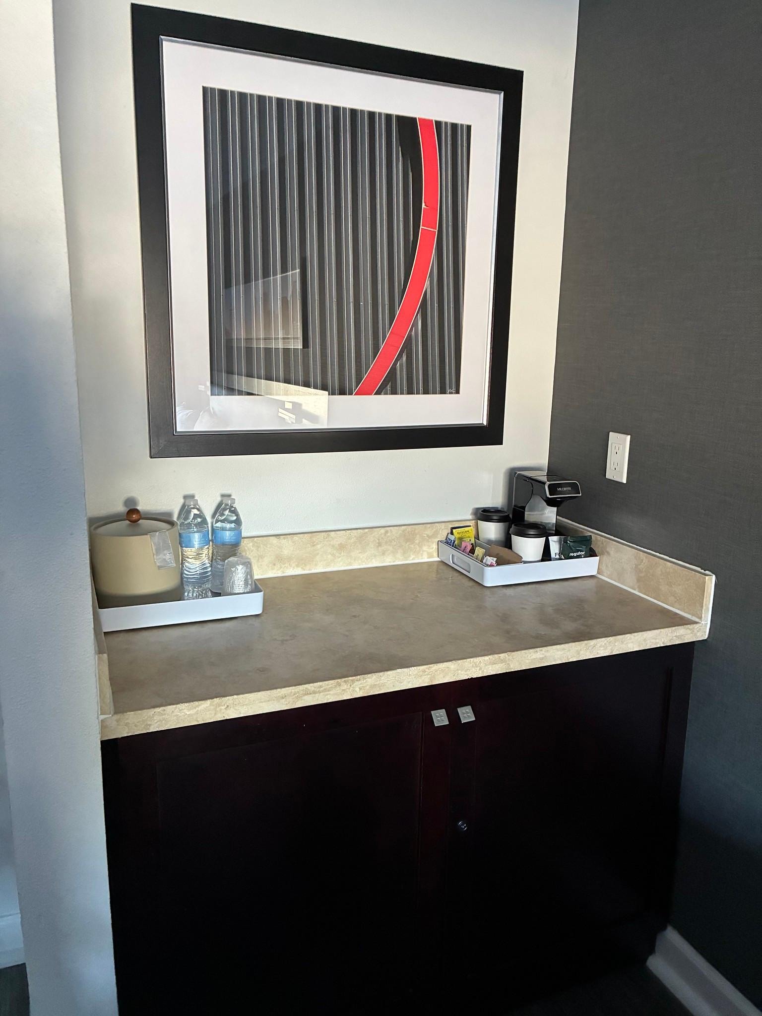 Coffee bar & mini refrigerator