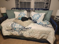 The kiddie trundle bed.