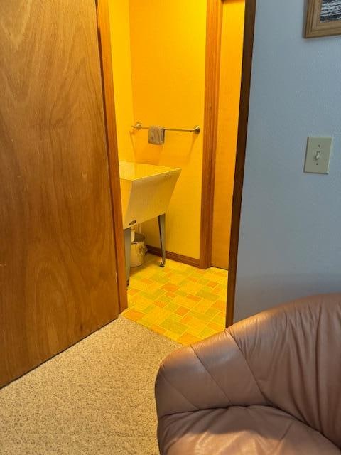 Main bedroom view of laundry sink and opening to the garage. I wish I could send all my photos to show you this shambles of a property.