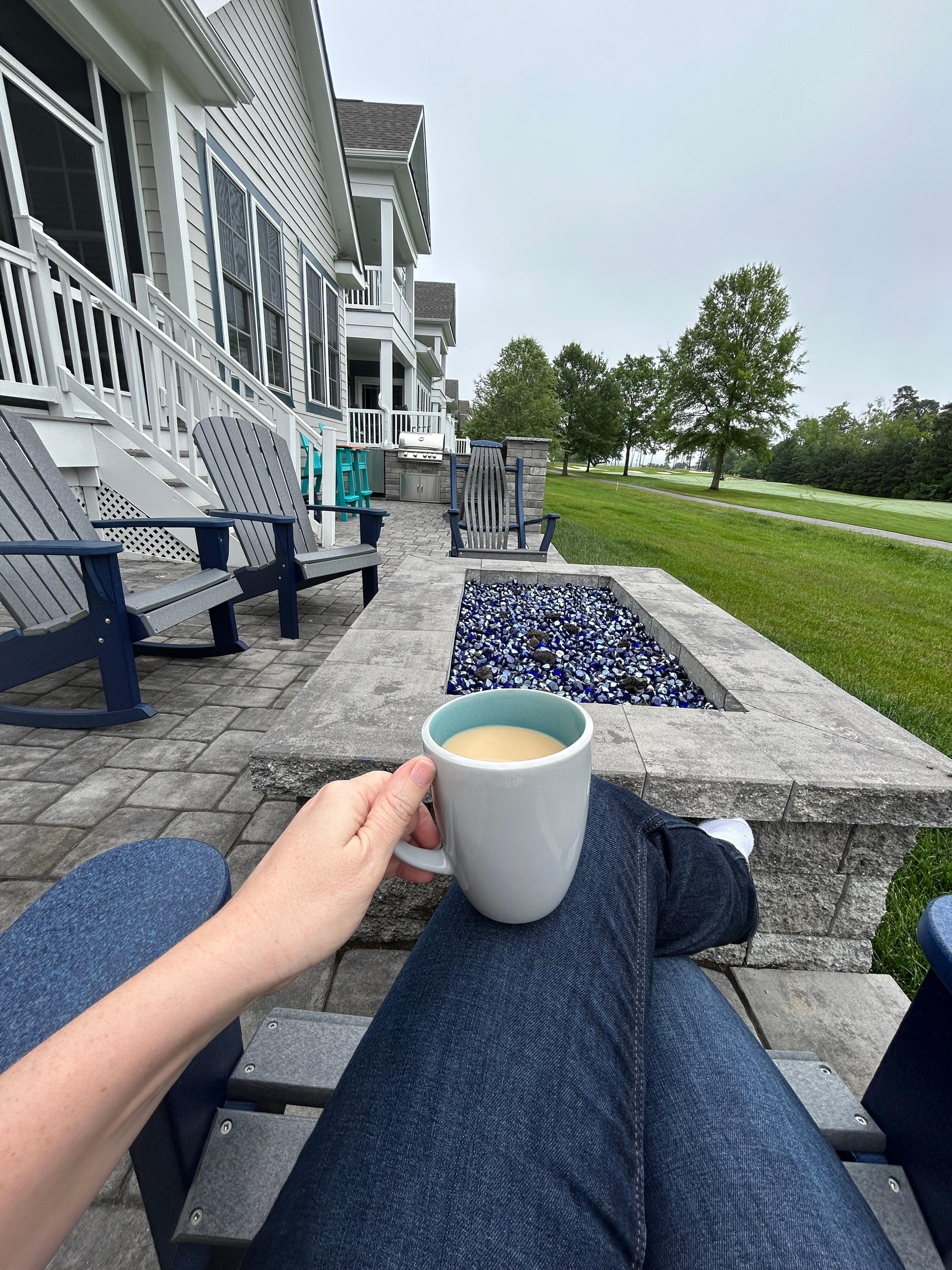 Morning coffee and evenings with family by the fire pit. Deer sightings here too
