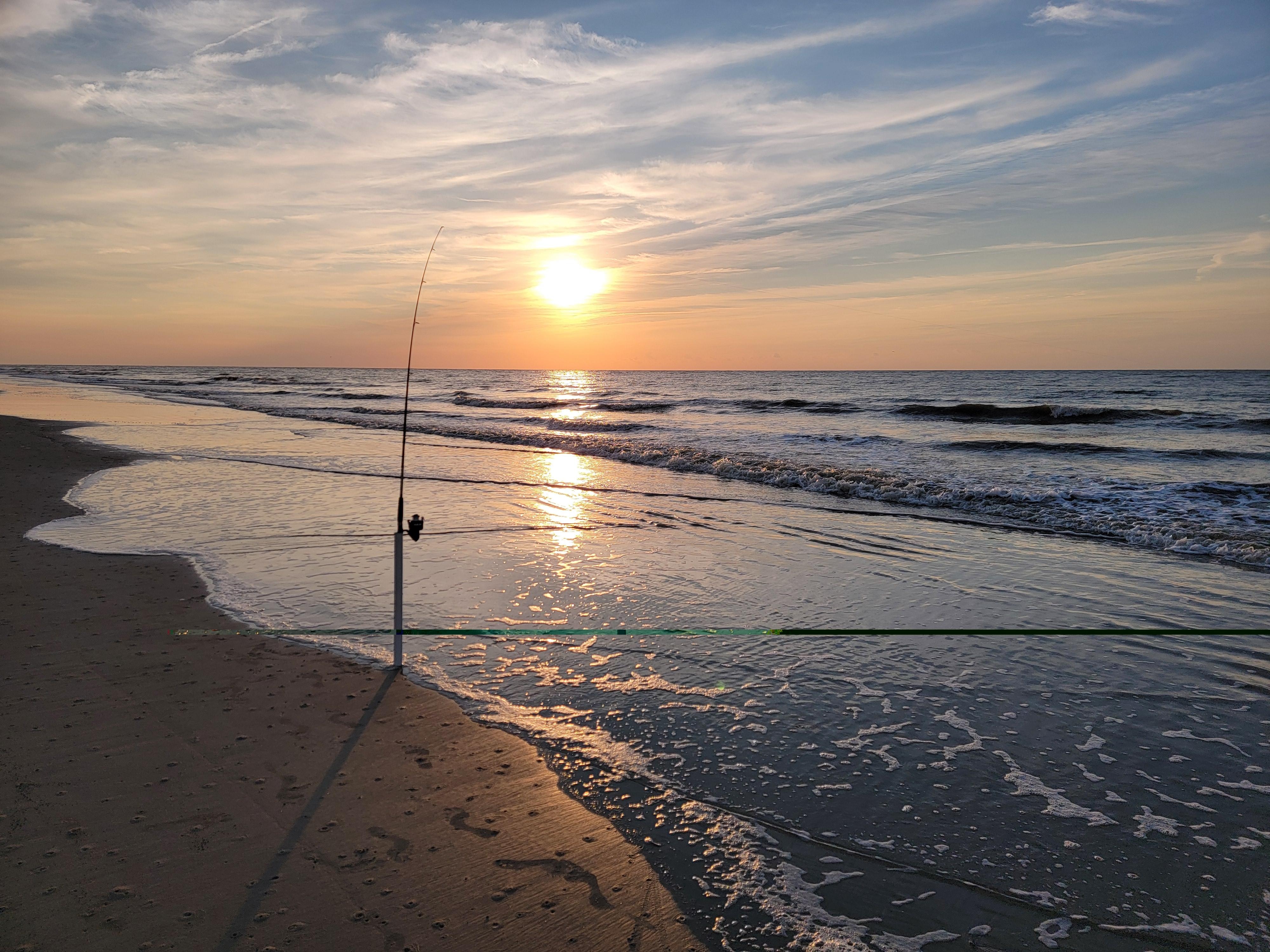 Beautiful sunrise and good surf fishing.