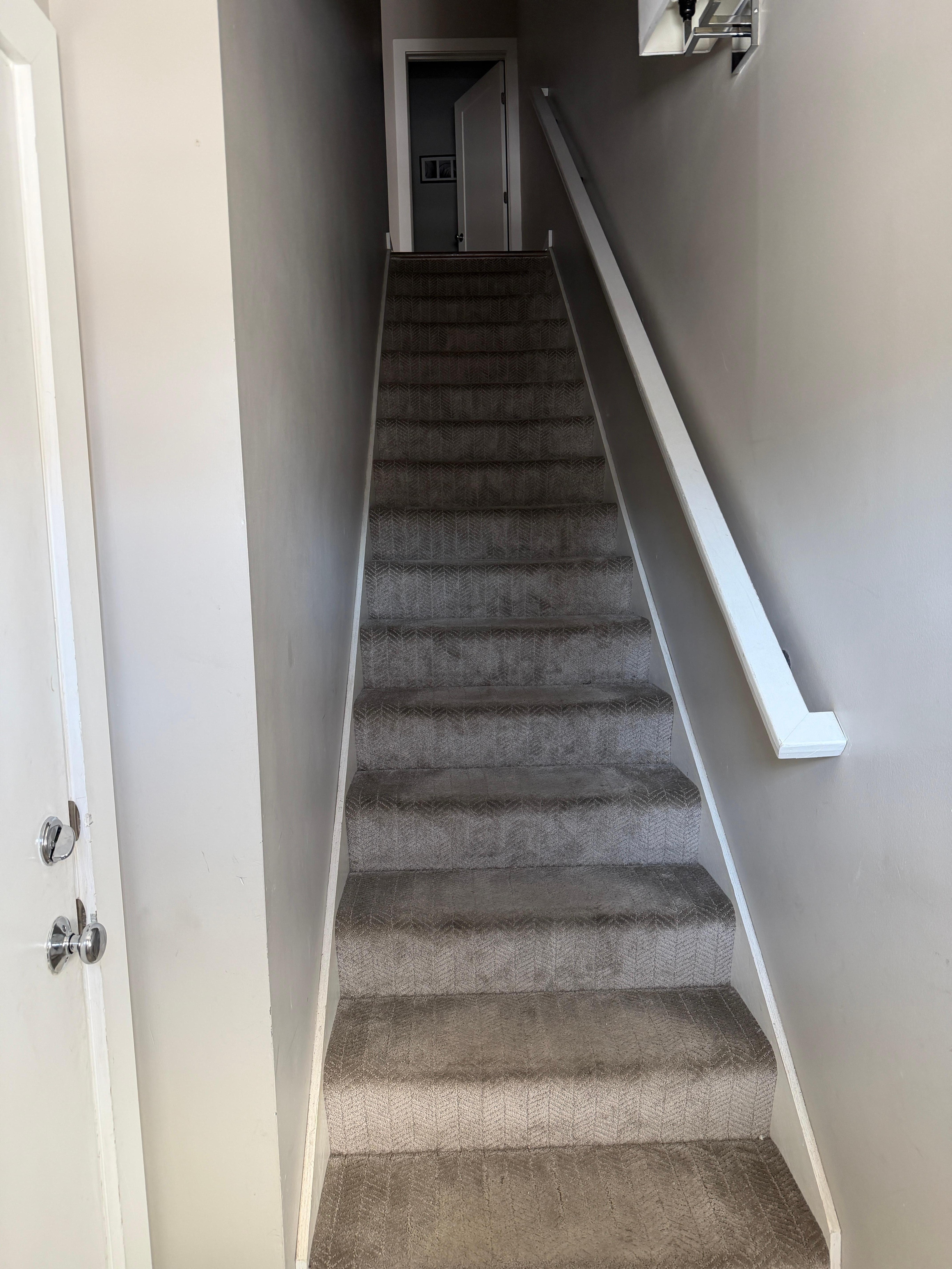 Steps from garage to second floor, living room and kitchen. 15 steps. 