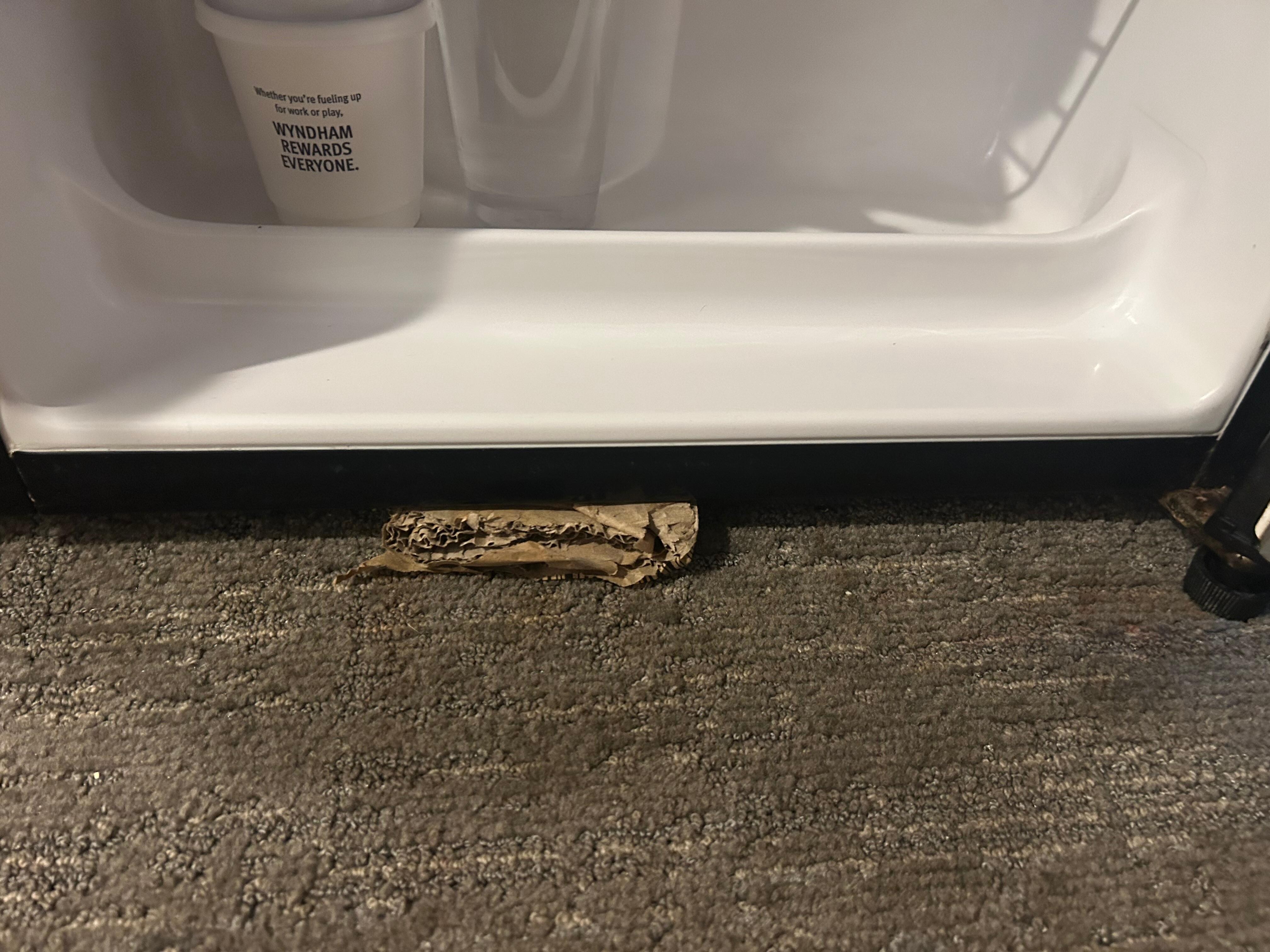 Mini fridge was uneven and they put a cardboard which didn’t help 