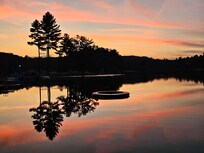 Sunset from our boathouse stay.