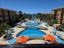 View from third second floor balcony where we had omelets for breakfast.