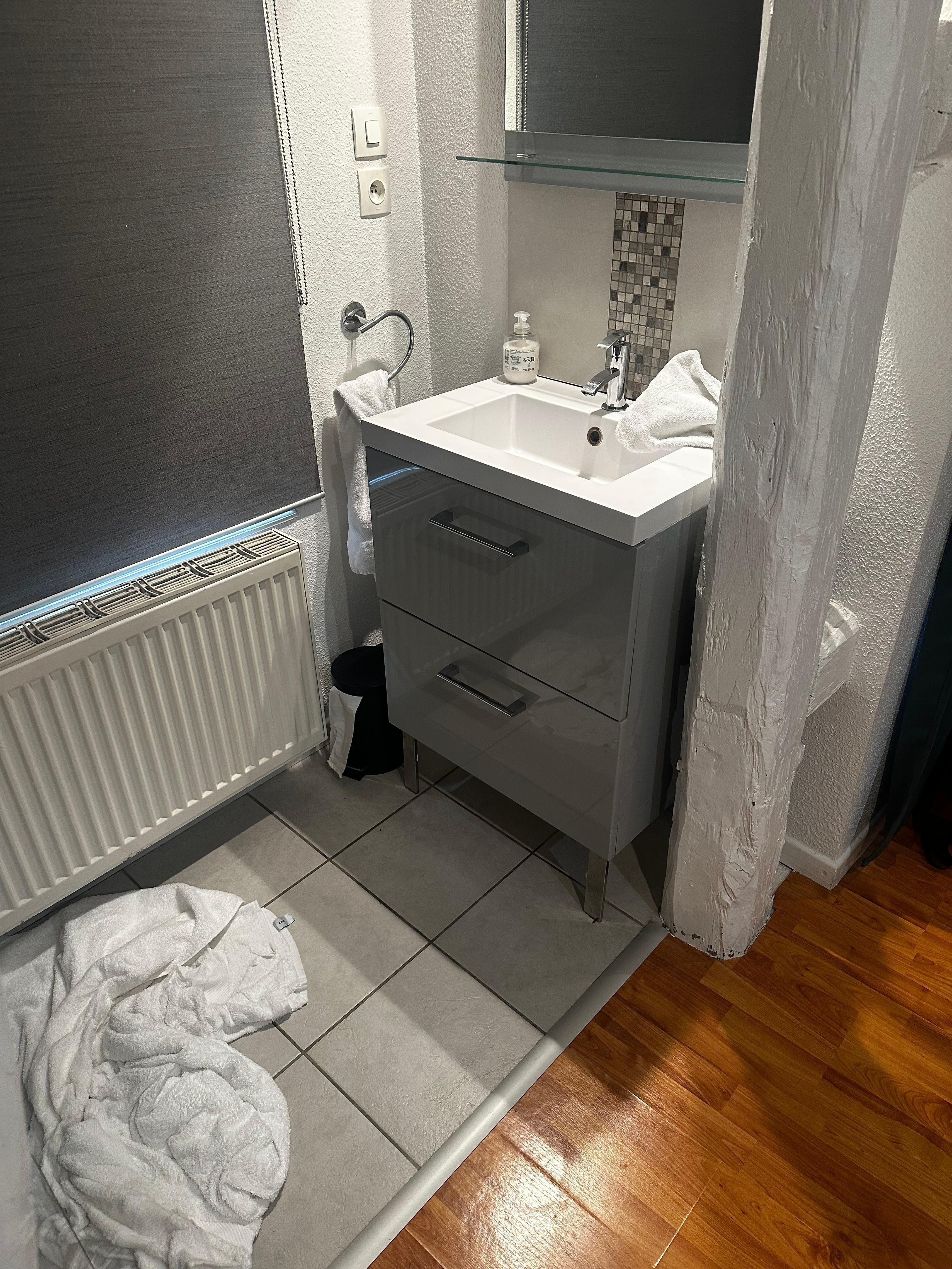 Sink with only cold water available. 