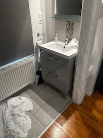 Sink with only cold water available.