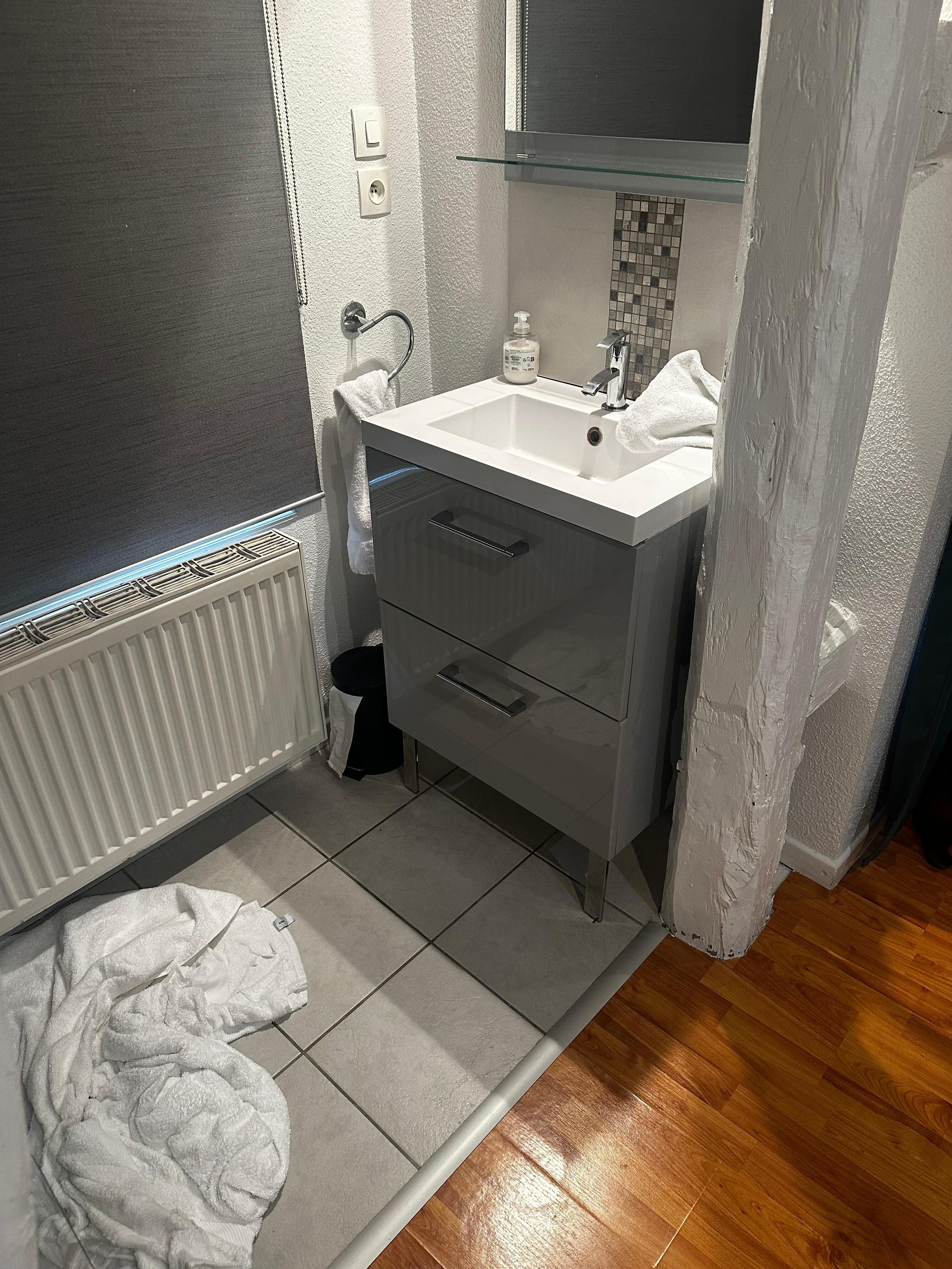 Sink with only cold water available. 