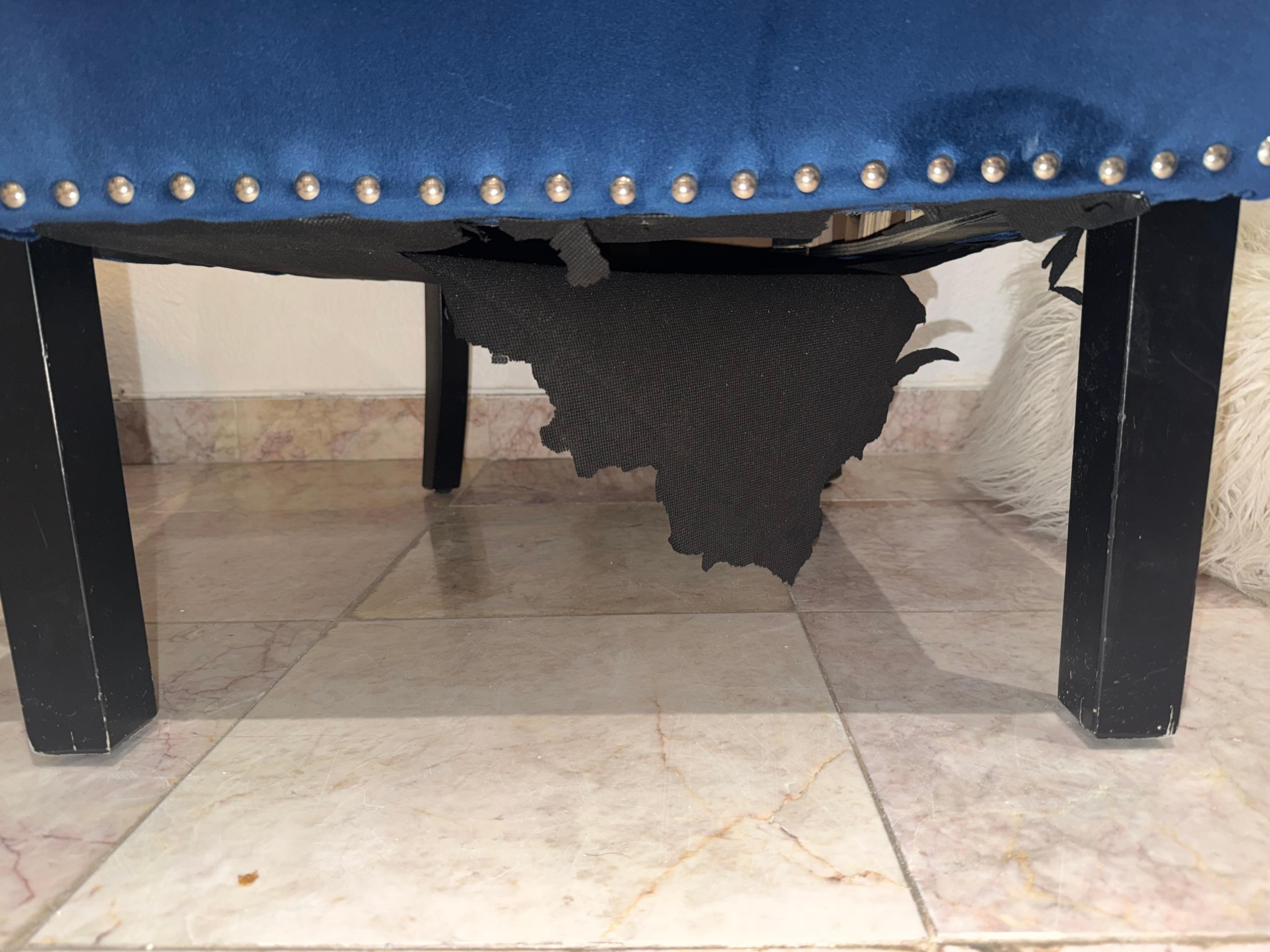 Broken lining of the chair 