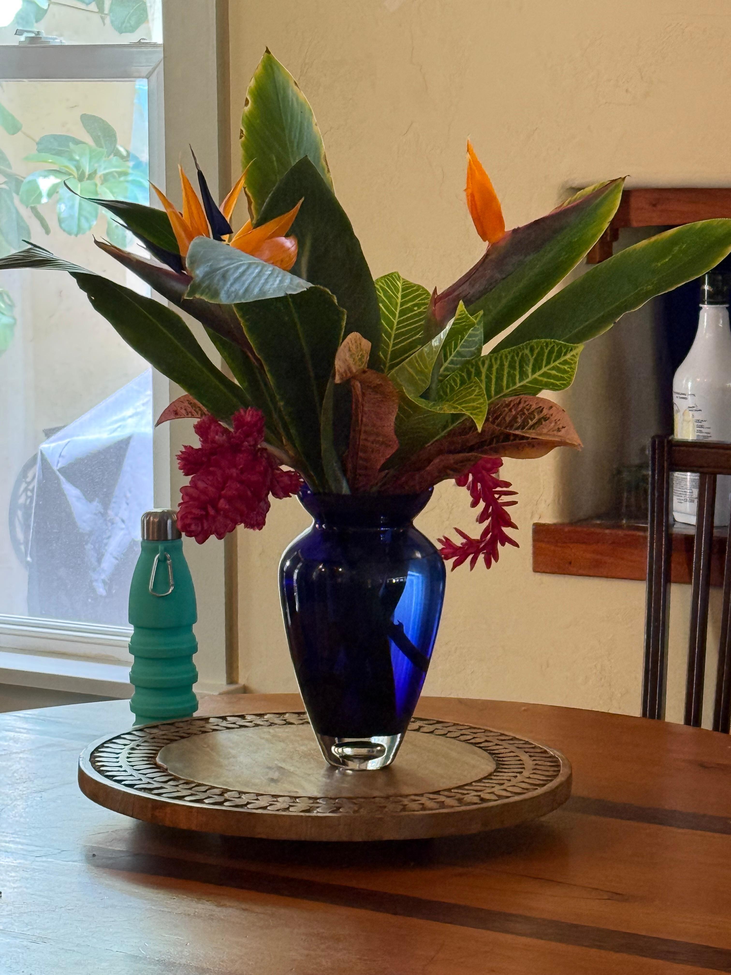 Bought the birds of paradise at flea market and the rest of bouquet from the property.  