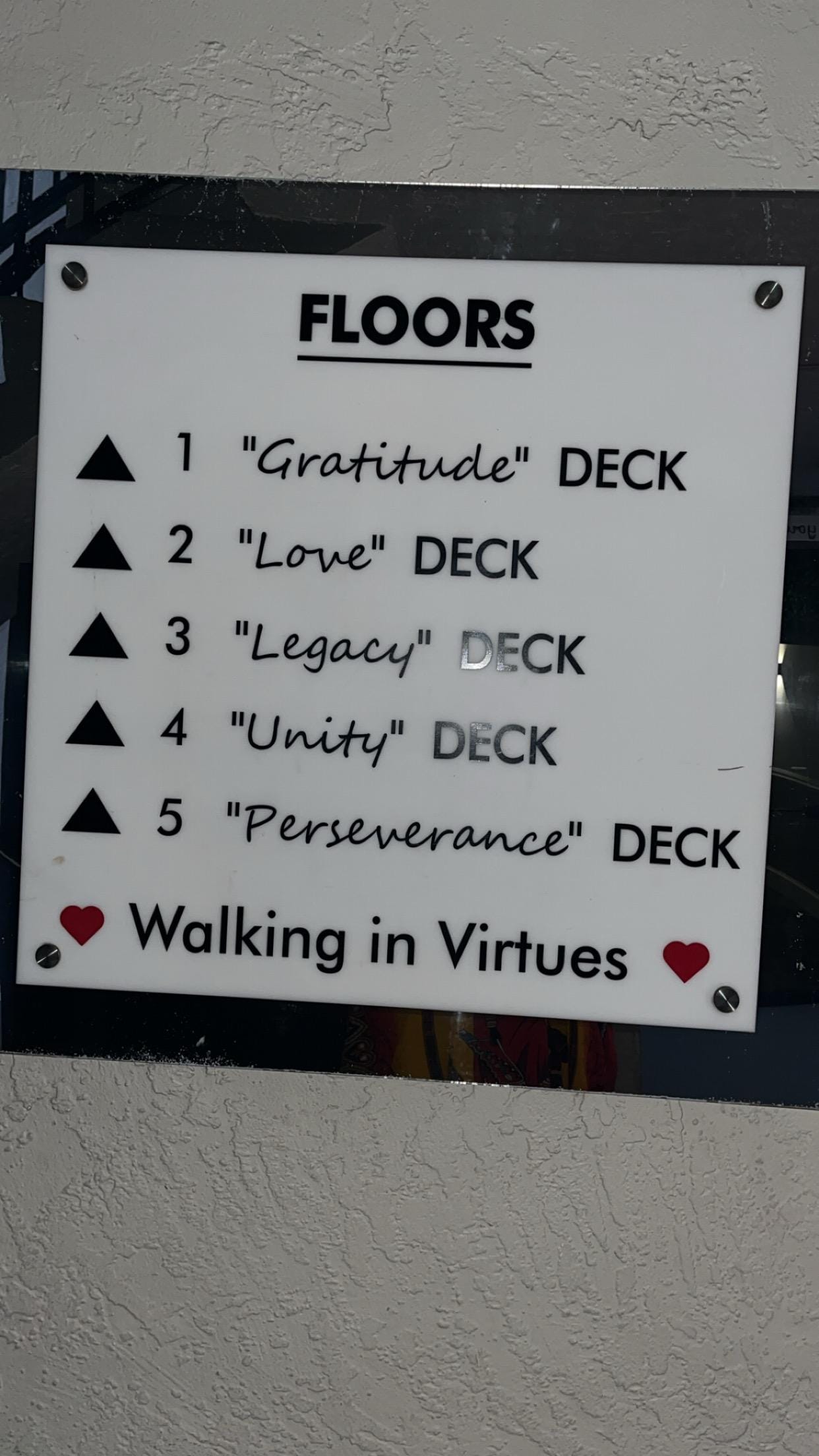 There are different names for each floor I loved all the positive quotes that were posted