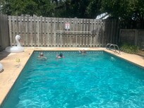 Nice sized pool, 6 feet at deep end. Owner provided good selection of floaties.