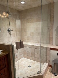 The master bath was lovely and the shower was delightful—great water pressure.